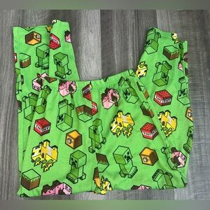 Minecraft Green Kids Pajama Bottoms with Creeper & Character Print